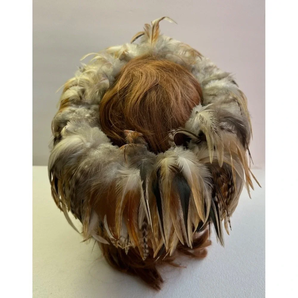 Vtg Pheasant Feather Natural Wreath Fall Rustic Decor Hat‎ Band Hair Boho Whimsy